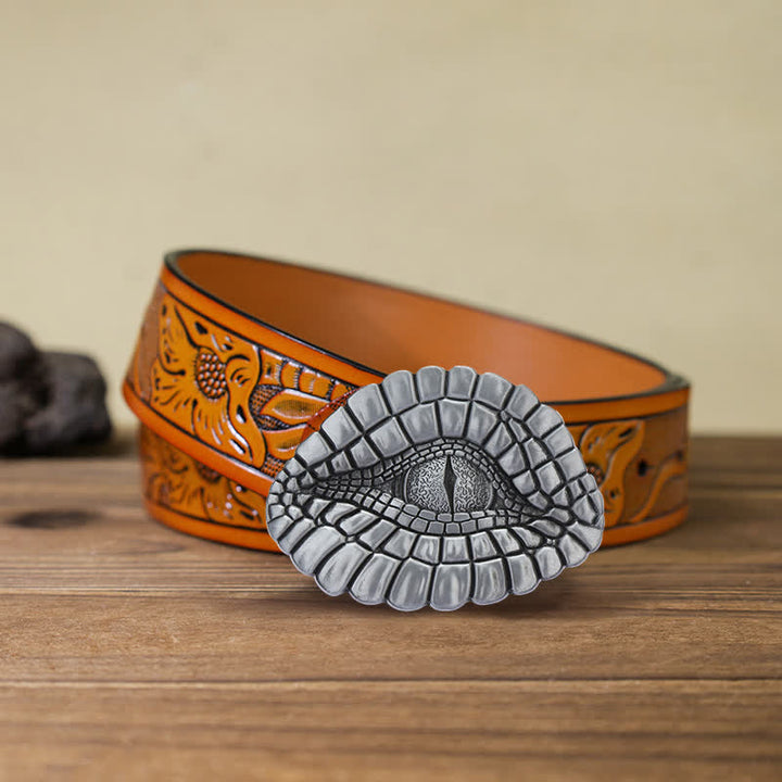 Herren DIY Watcher Alligator Auge Schnalle Ledergürtel