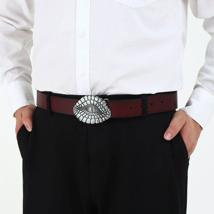 Herren DIY Watcher Alligator Auge Schnalle Ledergürtel