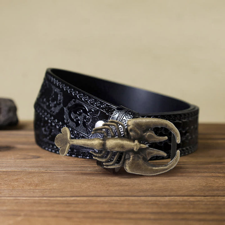 Herren DIY Tier Mini Skorpion Schnallen Leder Gürtel