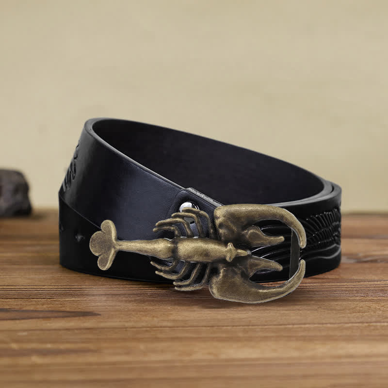 Herren DIY Tier Mini Skorpion Schnallen Leder Gürtel