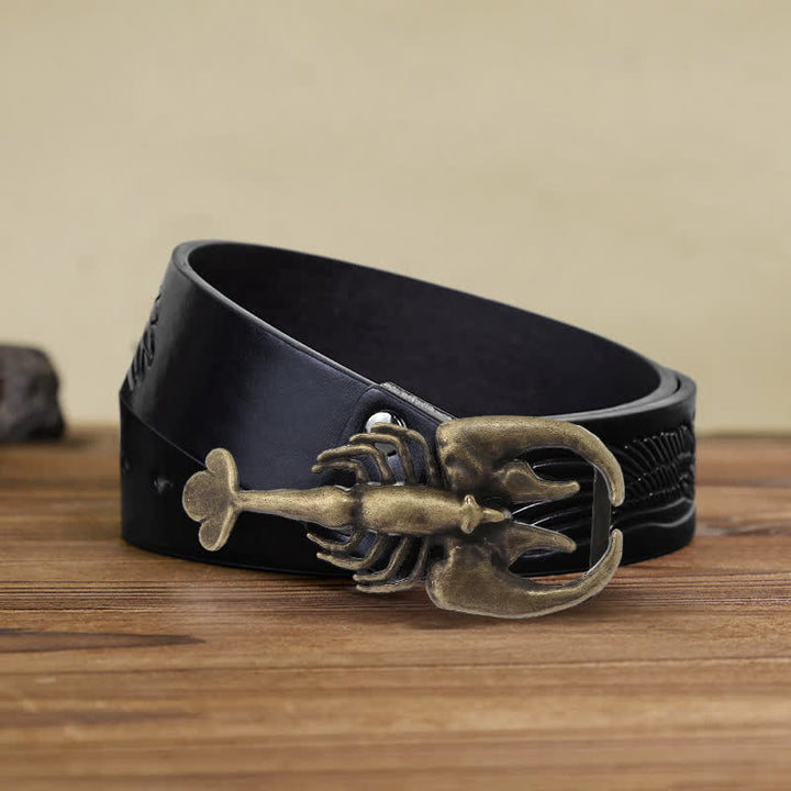 Herren DIY Tier Mini Skorpion Schnallen Leder Gürtel