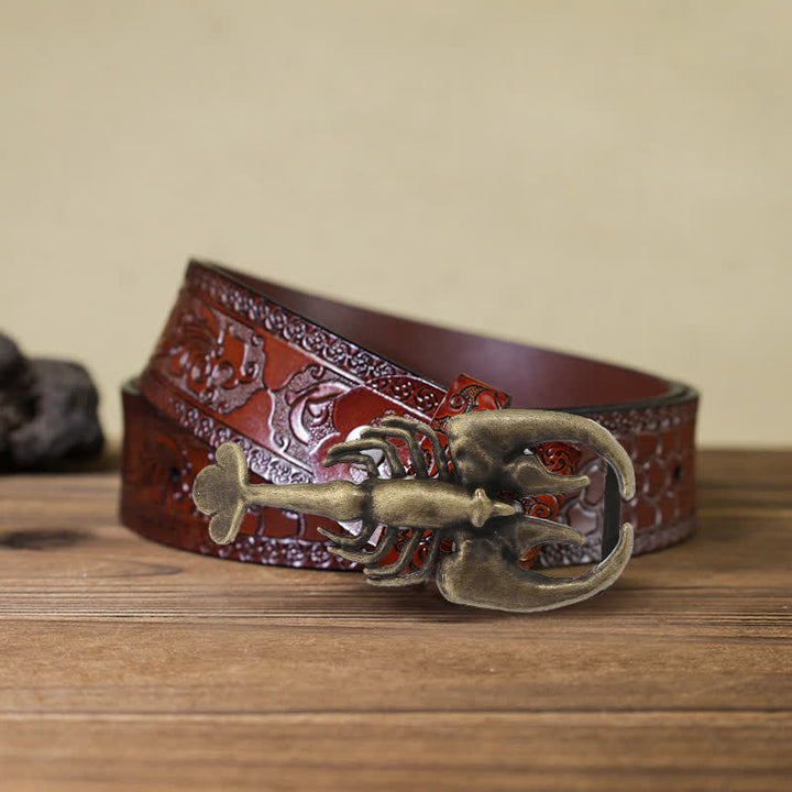 Herren DIY Tier Mini Skorpion Schnallen Leder Gürtel