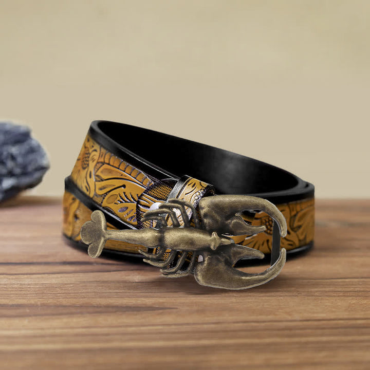 Herren DIY Tier Mini Skorpion Schnallen Leder Gürtel