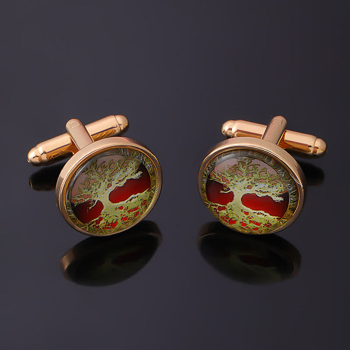 Einfaches Lebensbaum-Muster Hemd Manschettenknöpfe für Männer - Gold - image 4