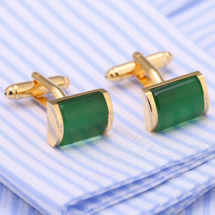 Romantische Herren-Manschettenknöpfe mit Smaragd und Opal in Gold - image 3