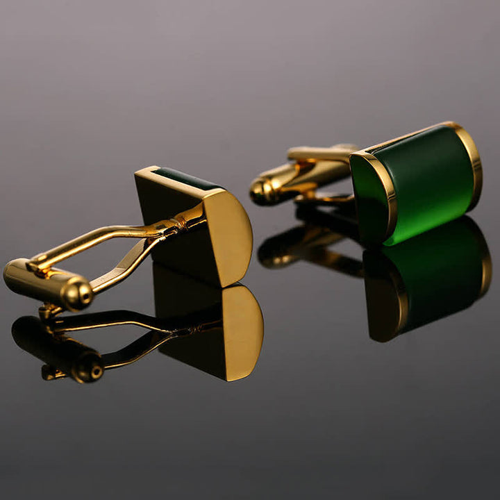 Romantische Herren-Manschettenknöpfe mit Smaragd und Opal in Gold - image 2