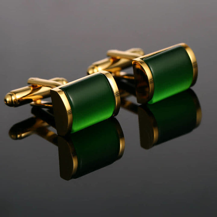 Romantische Herren-Manschettenknöpfe mit Smaragd und Opal in Gold - Grün & Gold - image 0