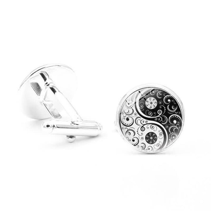 Schwarz-Weiße Yin-Yang-Glaskuppel-Manschettenknöpfe für Männer - image 2
