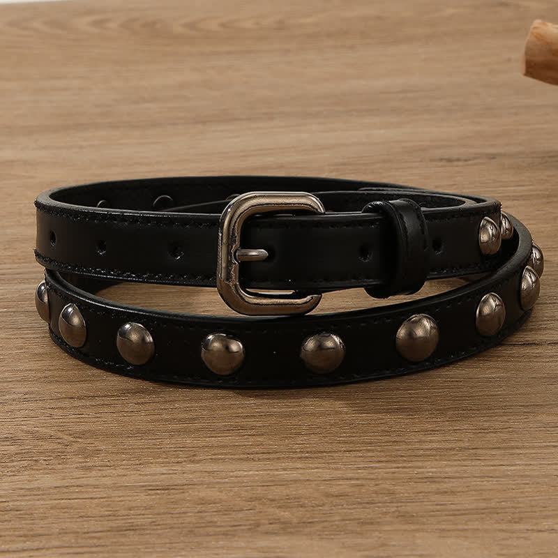 Damen-Punkrock-Rundnietengürtel aus Leder
