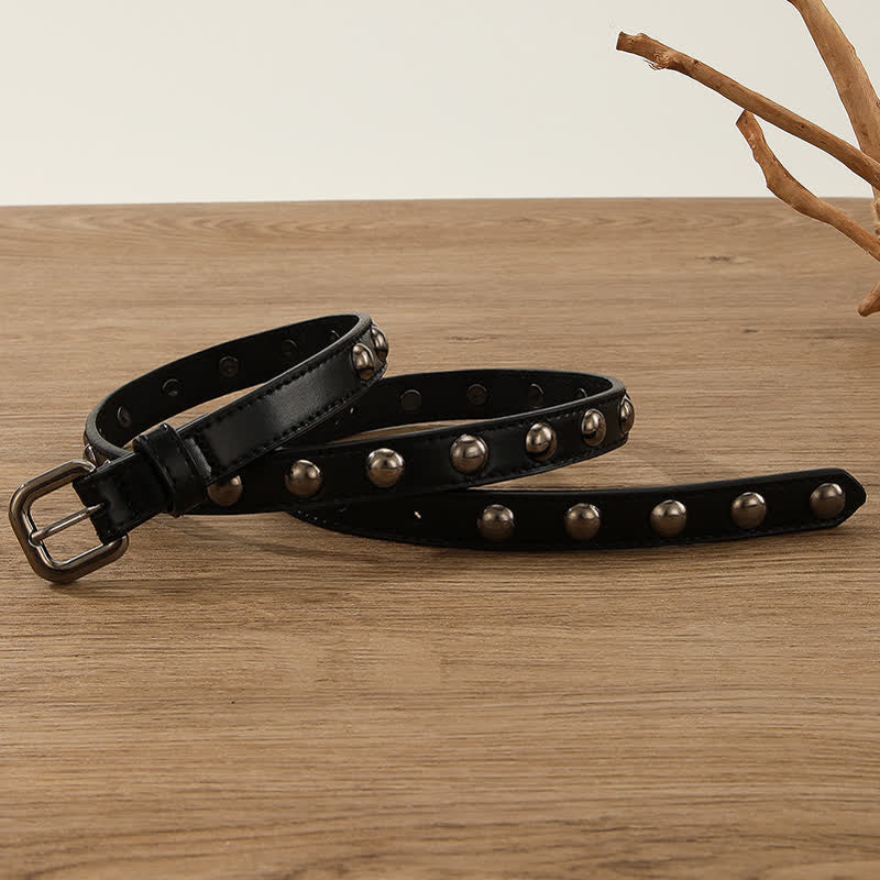 Damen-Punkrock-Rundnietengürtel aus Leder