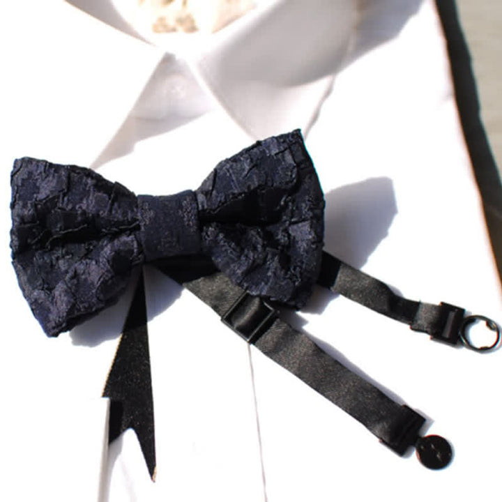 Elegante schwarze Jacquard-Blumenfliege für Herren