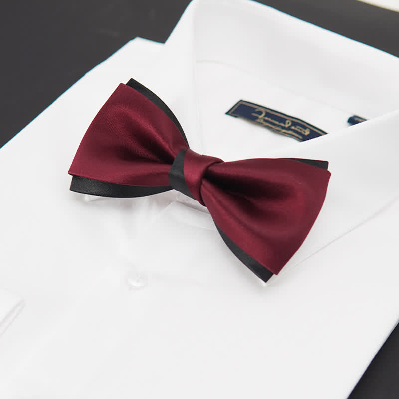 Elegante schwarze und rote doppellagige Fliege für Herren