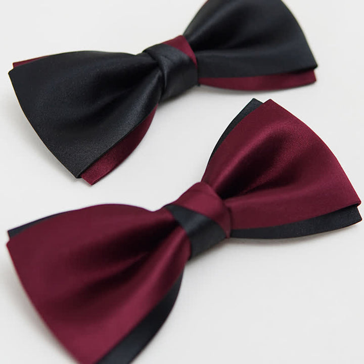 Elegante schwarze und rote doppellagige Fliege für Herren