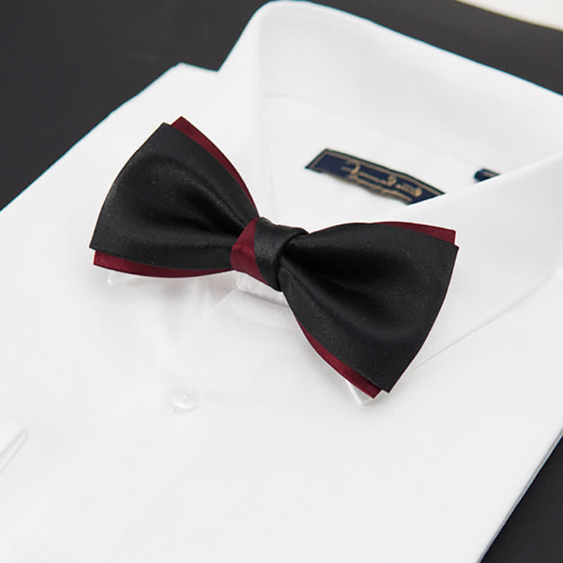 Elegante schwarze und rote doppellagige Fliege für Herren