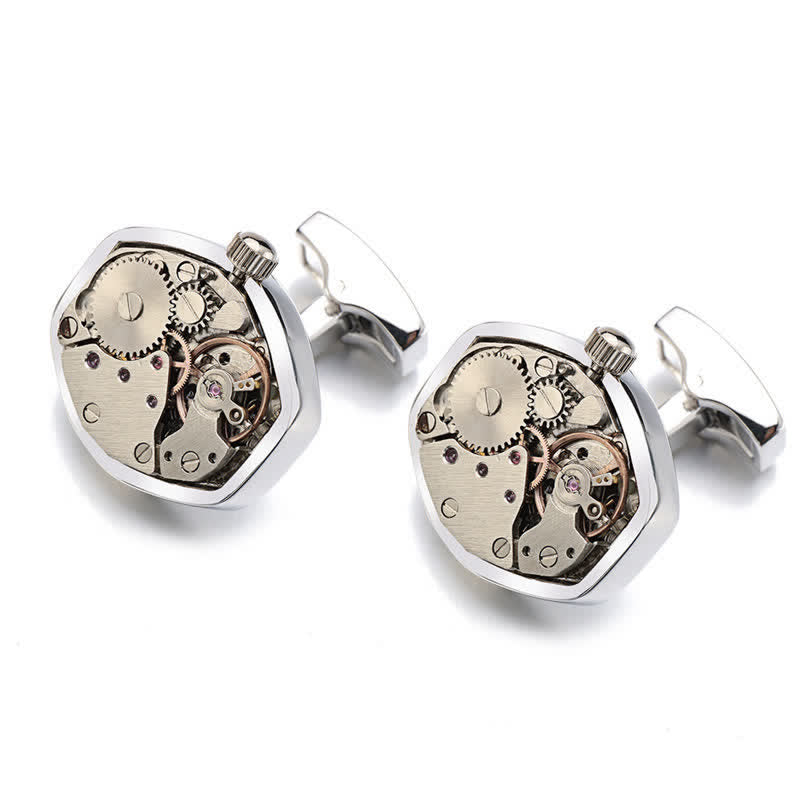 Coole Steampunk-Manschettenknöpfe mit Uhrwerk für Herren - image 1