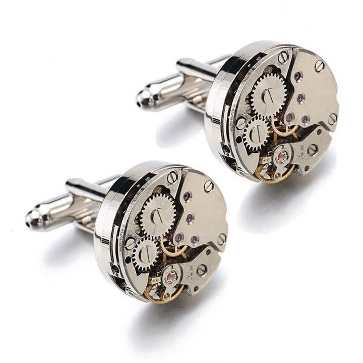 Coole Steampunk-Manschettenknöpfe mit Uhrwerk für Herren - image 4