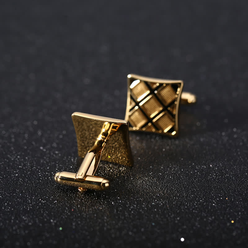 Manschettenknöpfe für Herren in Gold & Schwarz mit diagonalen Rechteck - image 1