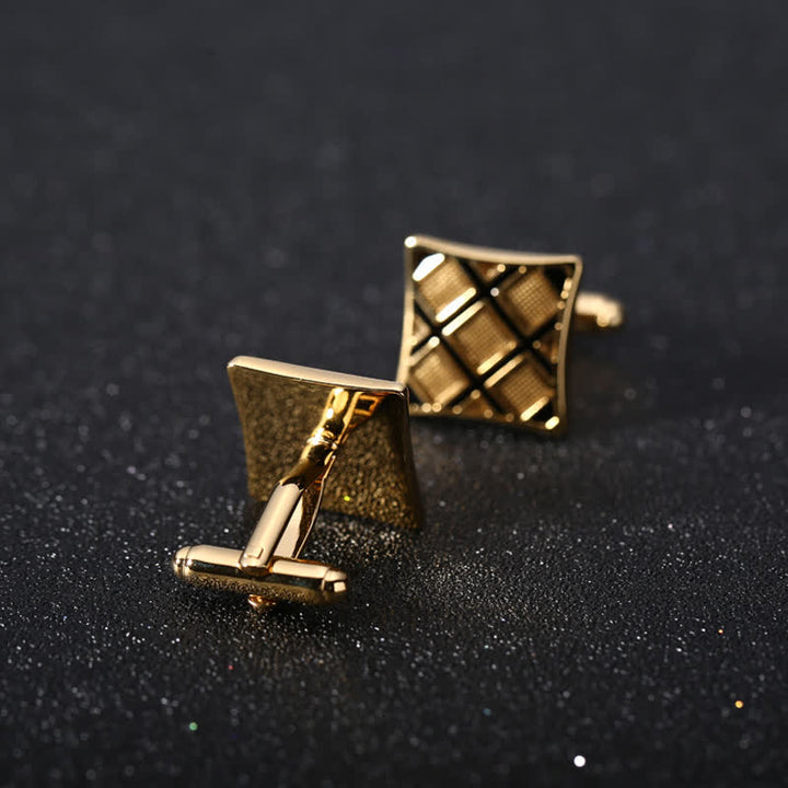 Manschettenknöpfe für Herren in Gold & Schwarz mit diagonalen Rechteck - image 1