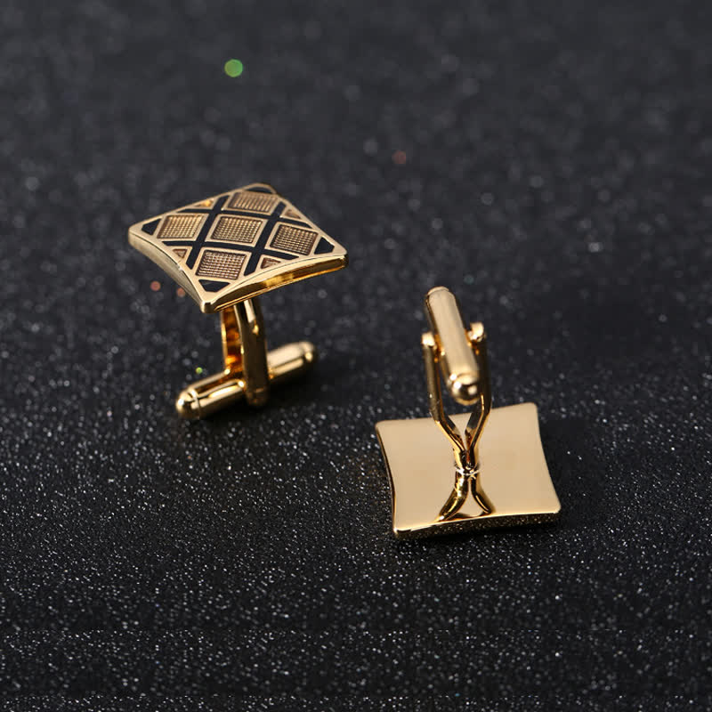 Manschettenknöpfe für Herren in Gold & Schwarz mit diagonalen Rechteck - image 2