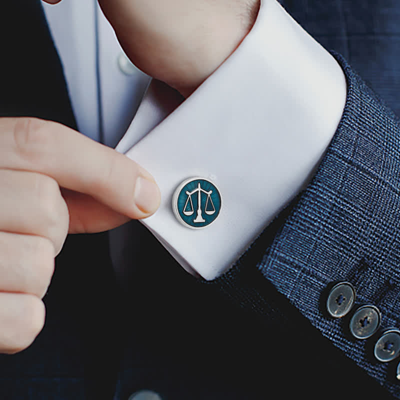 Männer Blaue Waage der Gerechtigkeit Manschettenknöpfe - image 1