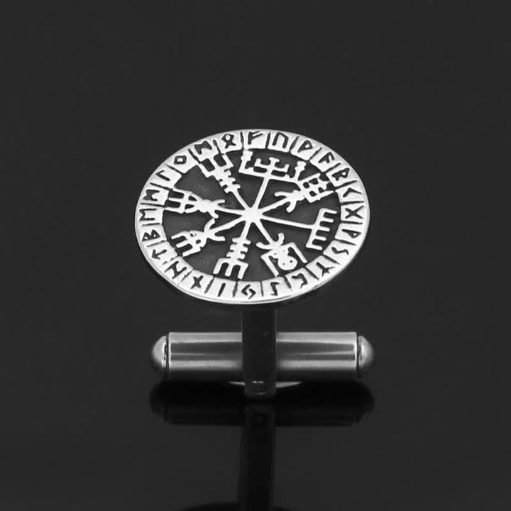 Manschettenknöpfe mit Wikingerkompass-Rune Vegvisir für Herren - image 3