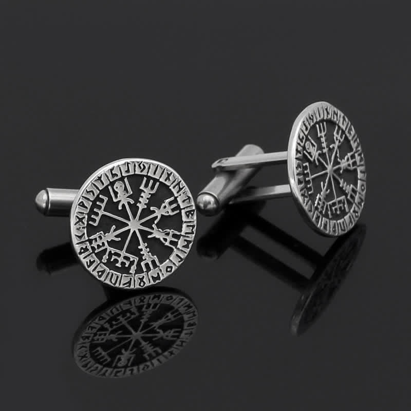 Manschettenknöpfe mit Wikingerkompass-Rune Vegvisir für Herren - image 1