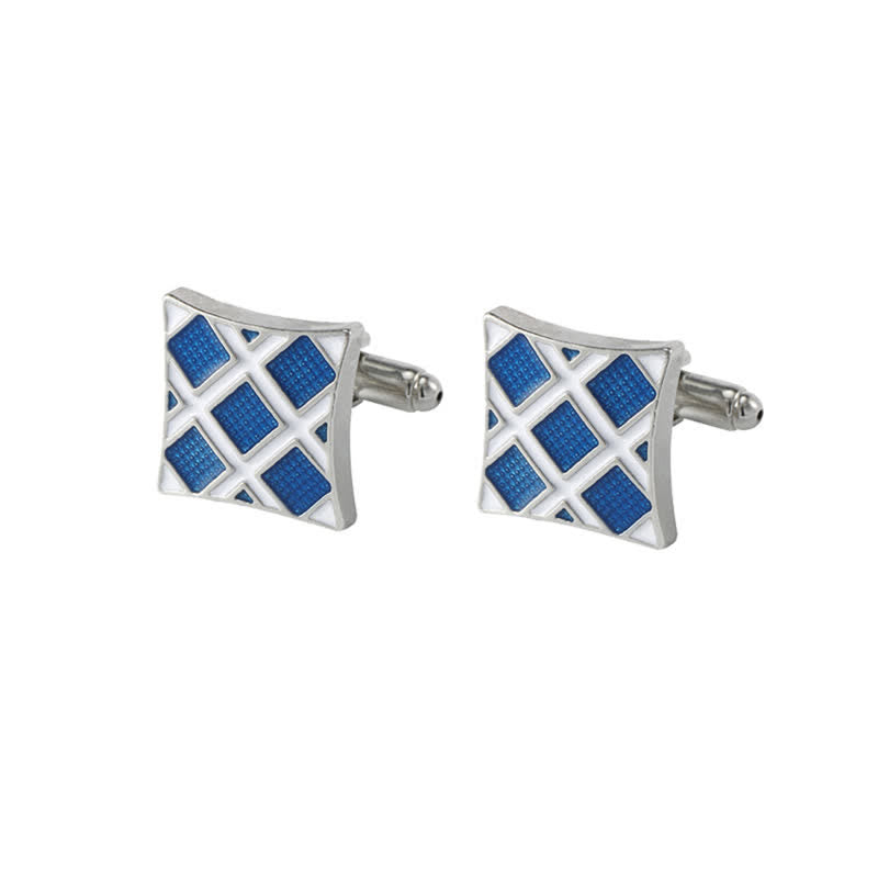 Klassische blaue Emaille-Manschettenknöpfe für Herren mit Schneeflockenmuster - Stil #3 - image 12