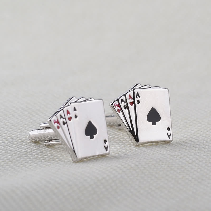 Poker Manschettenknöpfe mit Karten-Ass für Herren - Silber - image 0