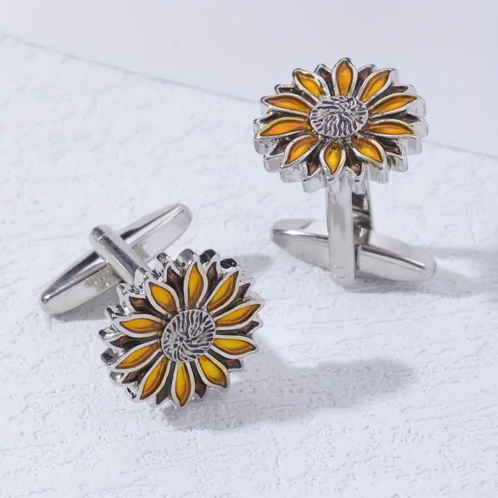 Manschettenknöpfe mit Sonnenblume für Herren - Gelb - image 0