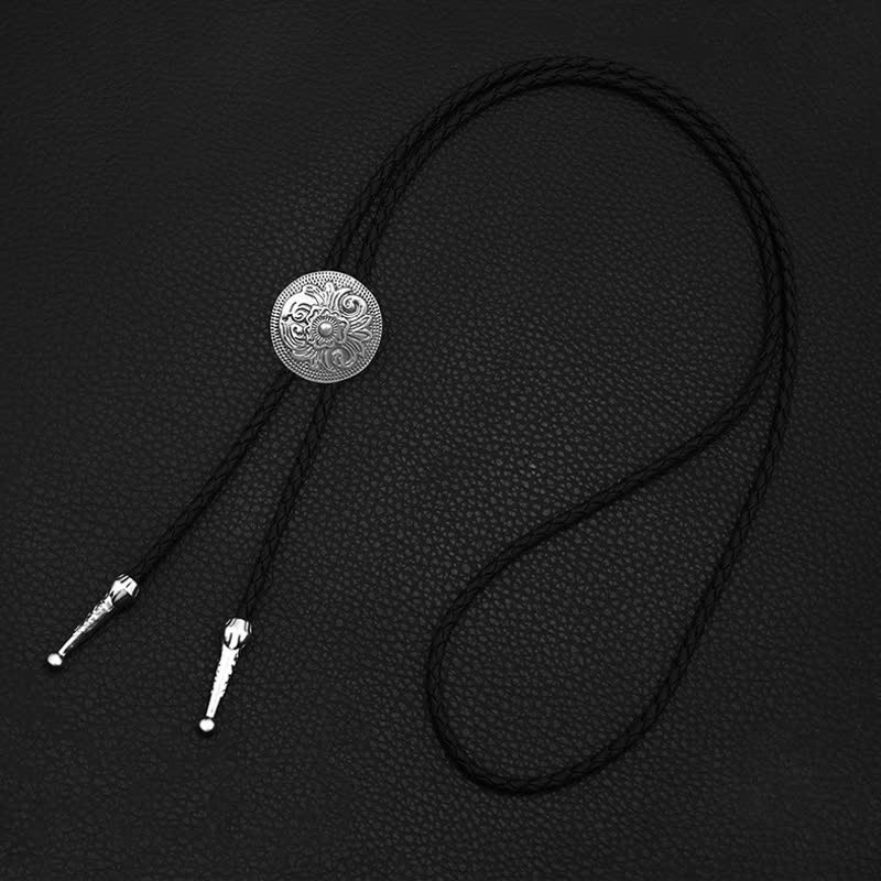 Klassische trendige runde geschnitzte Blume Bolo Tie - image 7