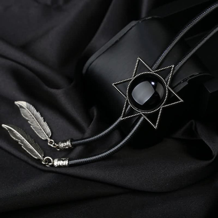 Hexagramm-Stern-Edelsteinhemdkragen-Bolo-Krawatte