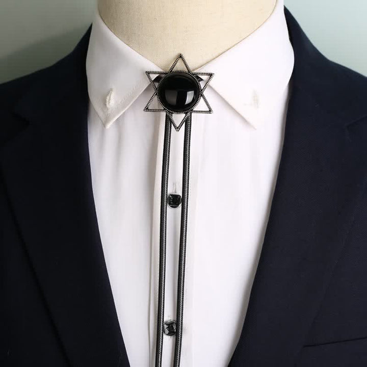 Hexagramm-Stern-Edelsteinhemdkragen-Bolo-Krawatte