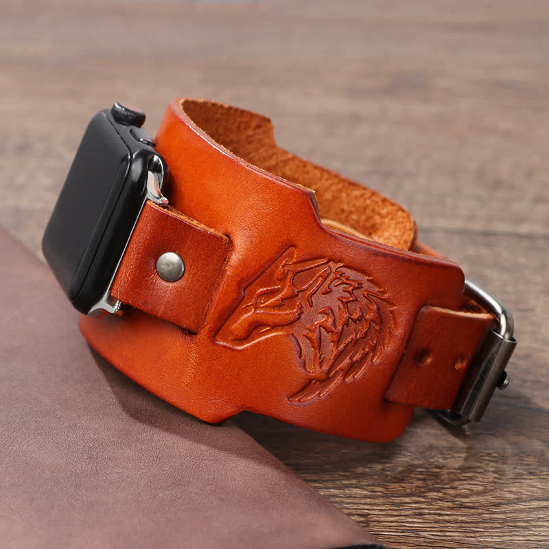 Punk Relief Wolf Armband Lederuhrband - image 6