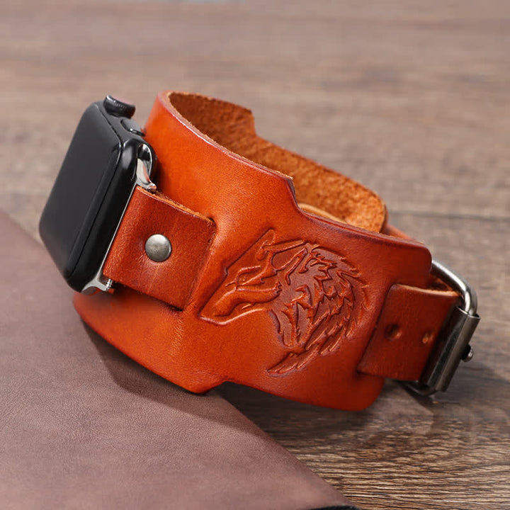 Punk Relief Wolf Armband Lederuhrband - image 6