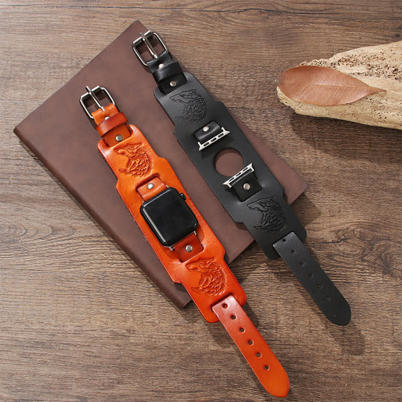 Punk Relief Wolf Armband Lederuhrband - image 8