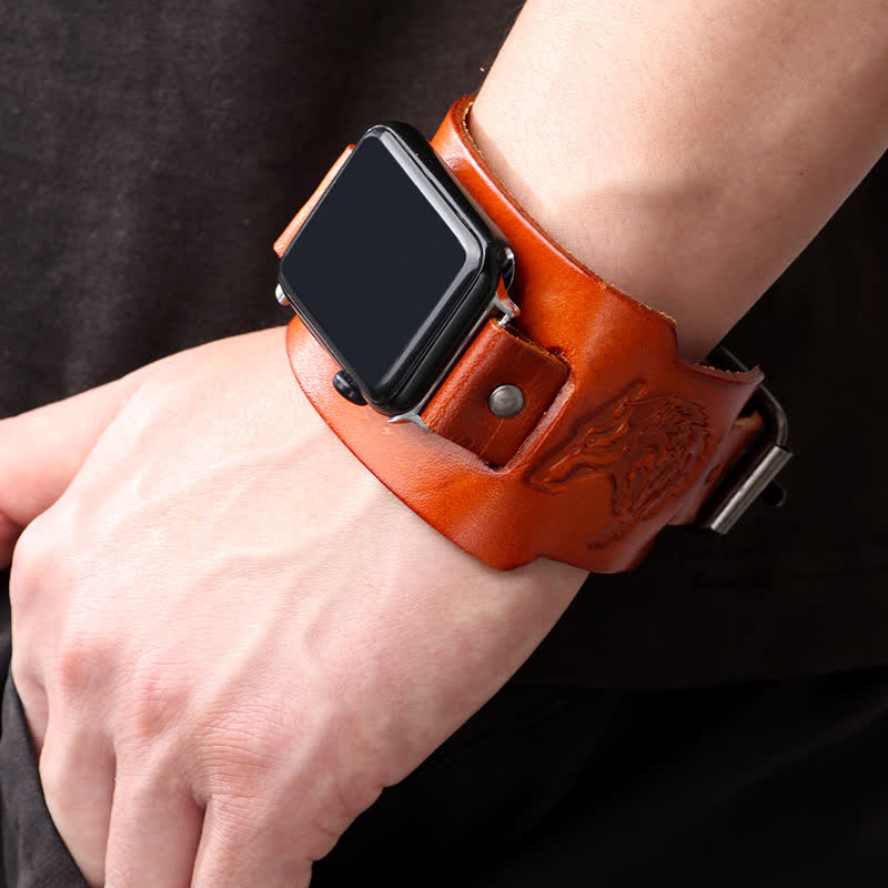 Punk Relief Wolf Armband Lederuhrband - image 1