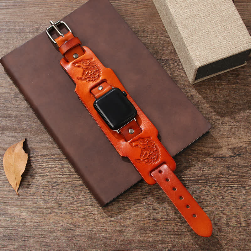 Punk Relief Wolf Armband Lederuhrband - image 3