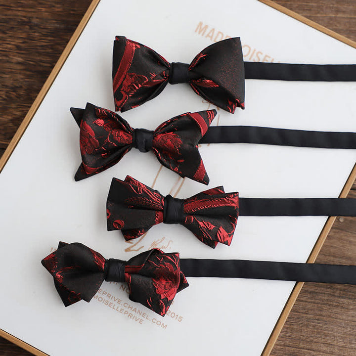 Schwarze Fliege mit roten Blumenmuster für Herren