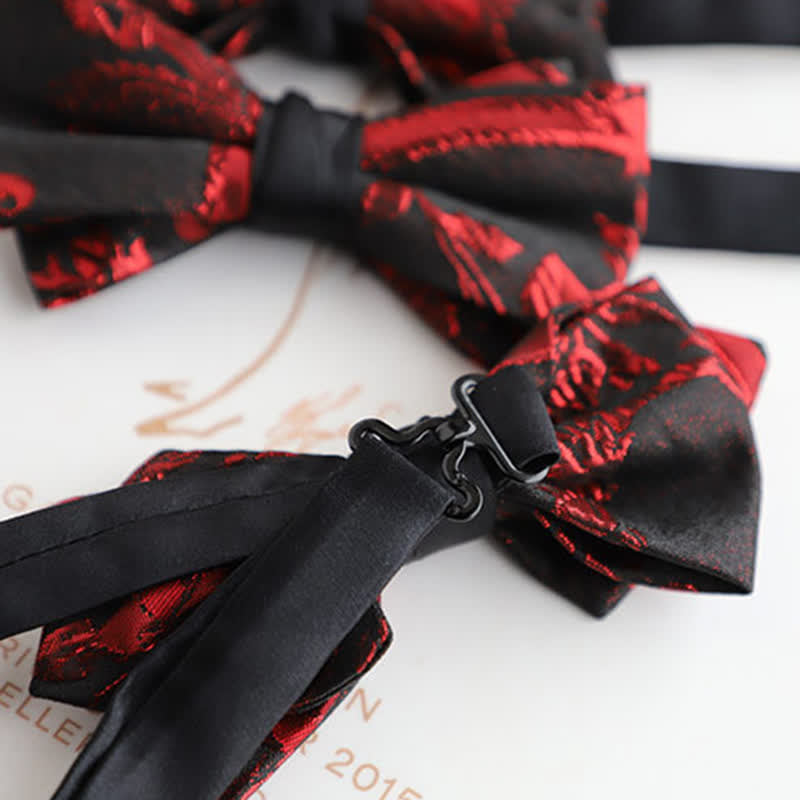 Schwarze Fliege mit roten Blumenmuster für Herren