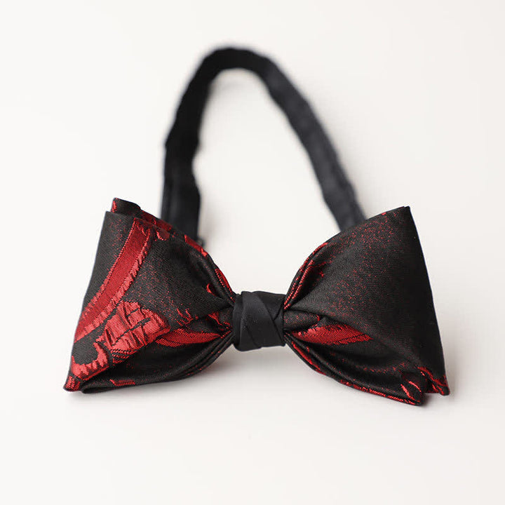 Schwarze Fliege mit roten Blumenmuster für Herren