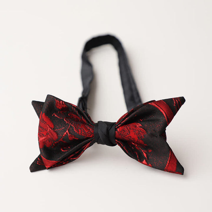 Schwarze Fliege mit roten Blumenmuster für Herren