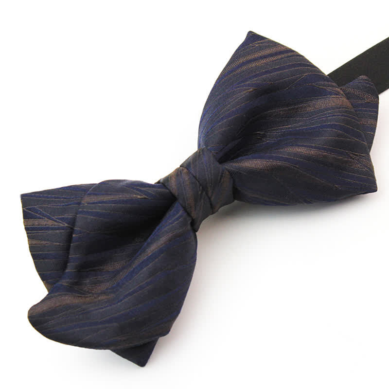 Männer's subtile gestreifte Jacquard dunkelblaue Fliege