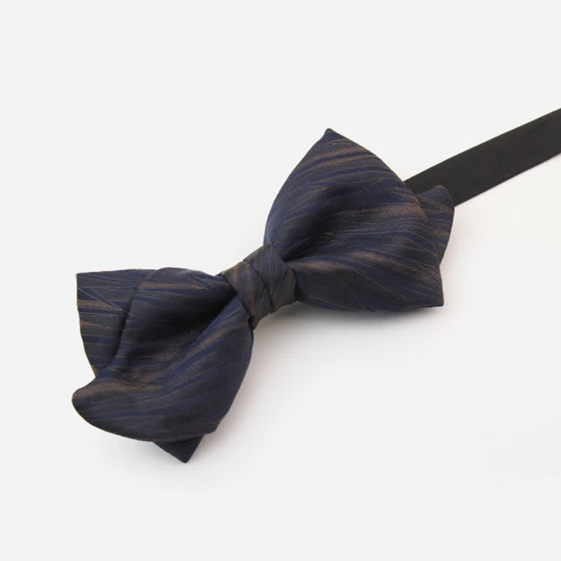 Männer's subtile gestreifte Jacquard dunkelblaue Fliege