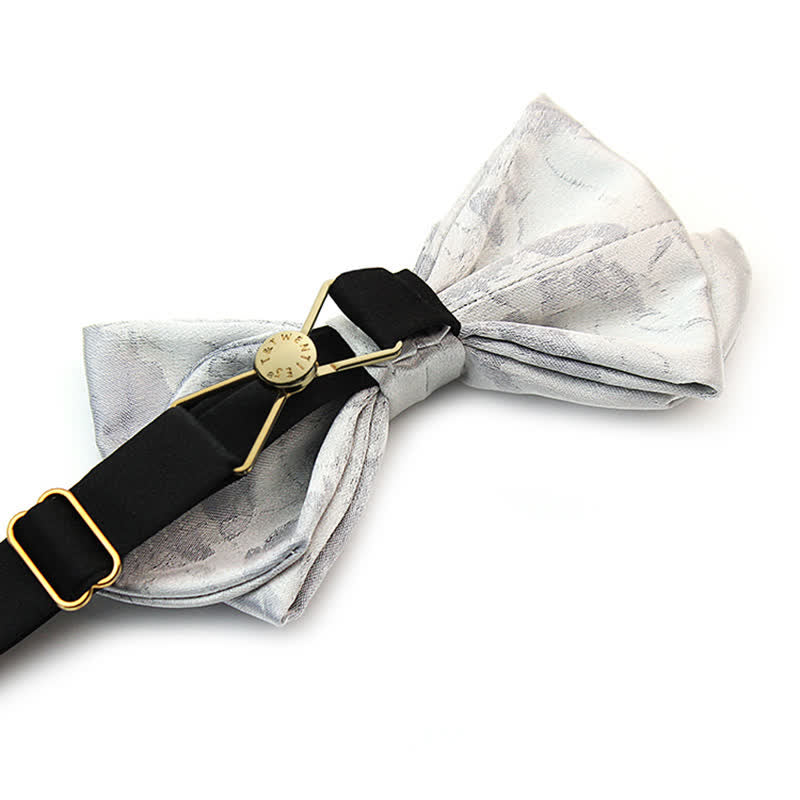 Elegante graue und weiße Fliege aus reiner Seide für Herren