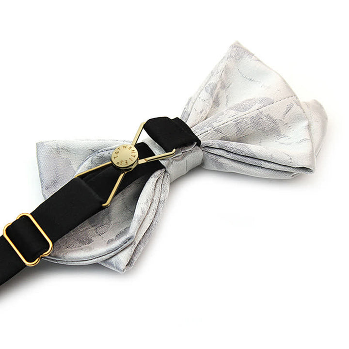Elegante graue und weiße Fliege aus reiner Seide für Herren