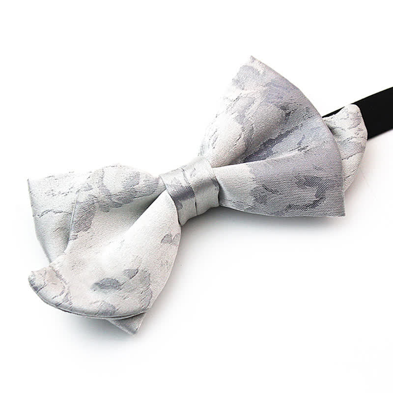 Elegante graue und weiße Fliege aus reiner Seide für Herren