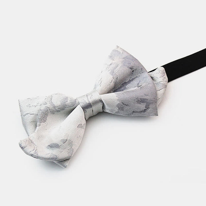 Elegante graue und weiße Fliege aus reiner Seide für Herren