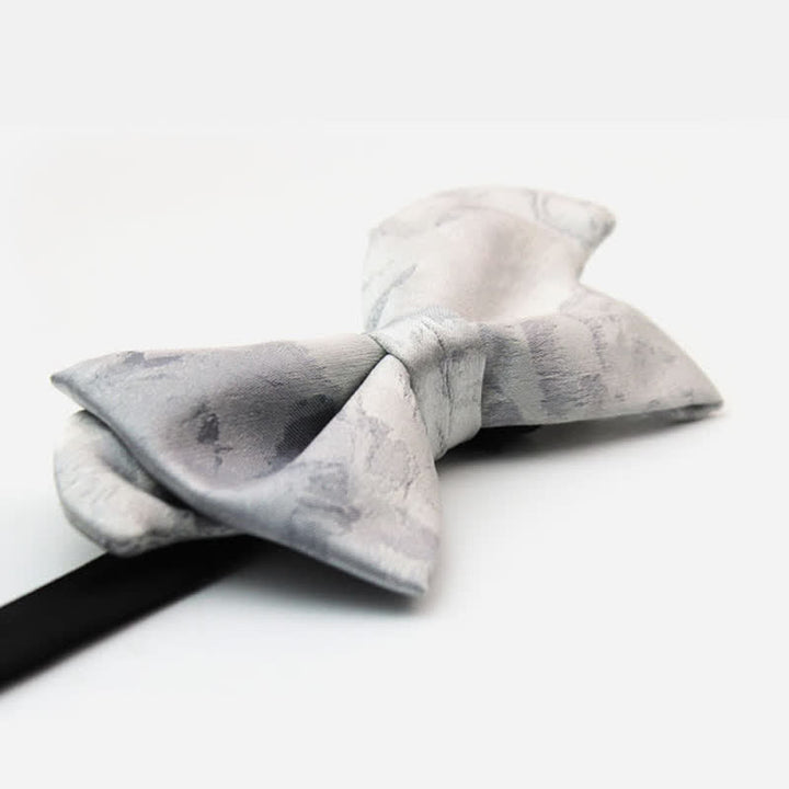 Elegante graue und weiße Fliege aus reiner Seide für Herren