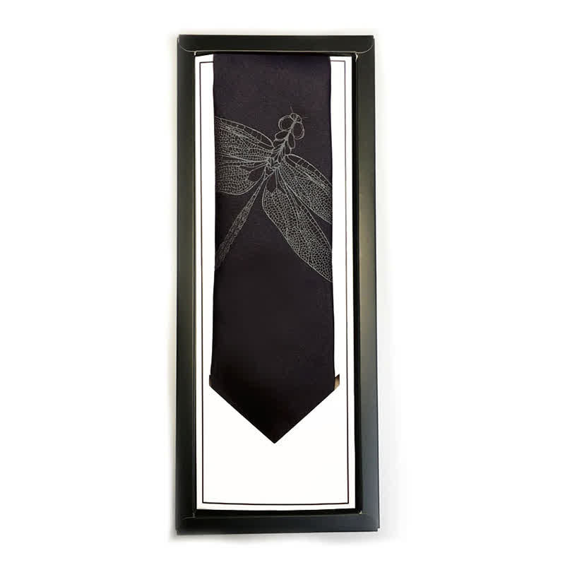 Herren Gentlemen Krawatte mit Libellenmuster in Schwarz