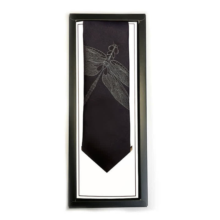 Herren Gentlemen Krawatte mit Libellenmuster in Schwarz